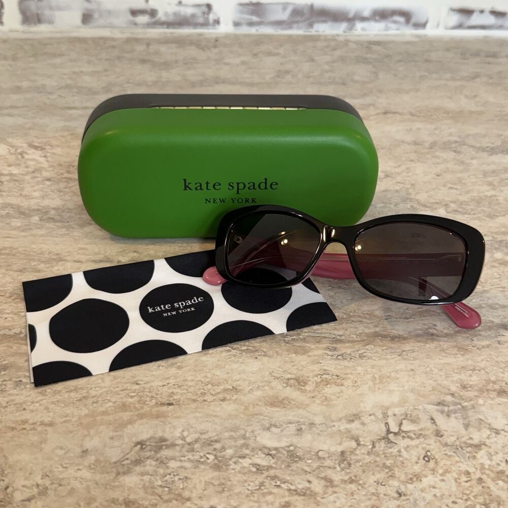 New Kate Spade New York CLARETTA/PS Cateye Sunglasses Black Pink 53m Polarized